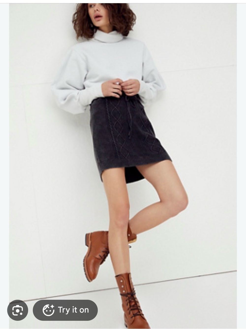 Free People instant crush cable knit skirt